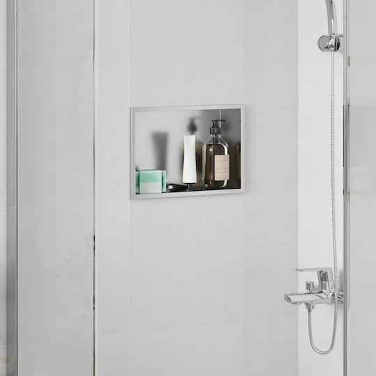 vidaXL Wall Mounted Bathroom Shelf Metallic 30x9.5x20cm Silver
