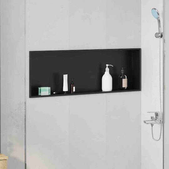 vidaXL Επιτοίχια Ραφιέρα Μπάνιου Μεταλλική 90x9.5x30cm Μαύρη