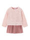 Children's Dress Long Sleeve with Sequins Set with Blouse Pink