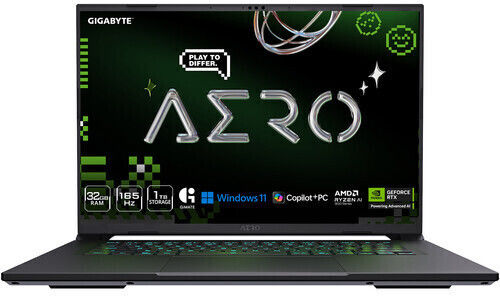 Gigabyte AERO X16 1VH93USC94AH 16" IPS QHD+ 165Hz (Ryzen AI 300 Series-7 350/32GB/1TB SSD/GeForce RTX 5070/W11 Home) Lunar White (US Keyboard)
