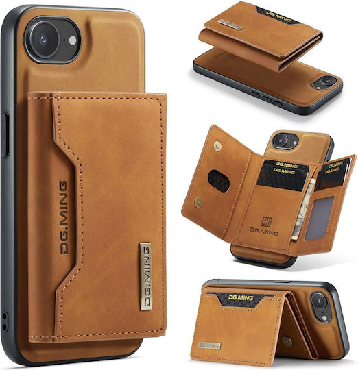 DG.MING Wallet Δερματίνης / Tempered Glass Καφέ (iPhone 17e / 16e)