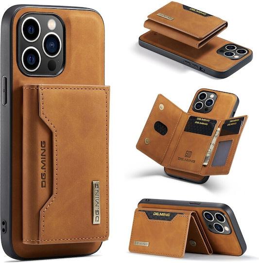 DG.MING Wallet Δερματίνης / Tempered Glass Καφέ (iPhone 15 Pro)