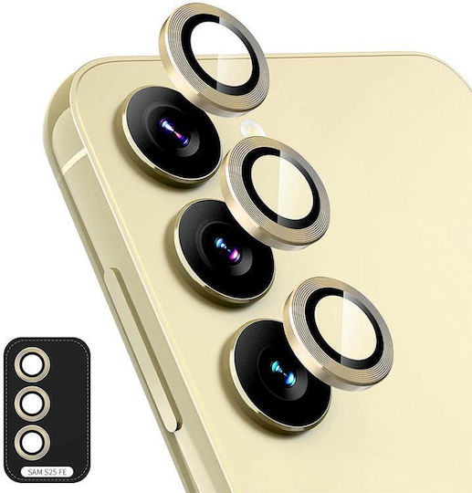 Samsung Galaxy S25 Fe 5g Enkay Hat-prince 9h Rear Camera Lens Aluminum Alloy Tempered Glass Film Gold