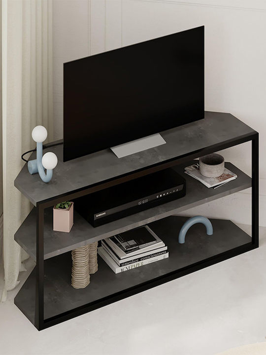Echo Cornered TV Stand Made of Metal & Wood Gray Retro L98xD37xH45cm