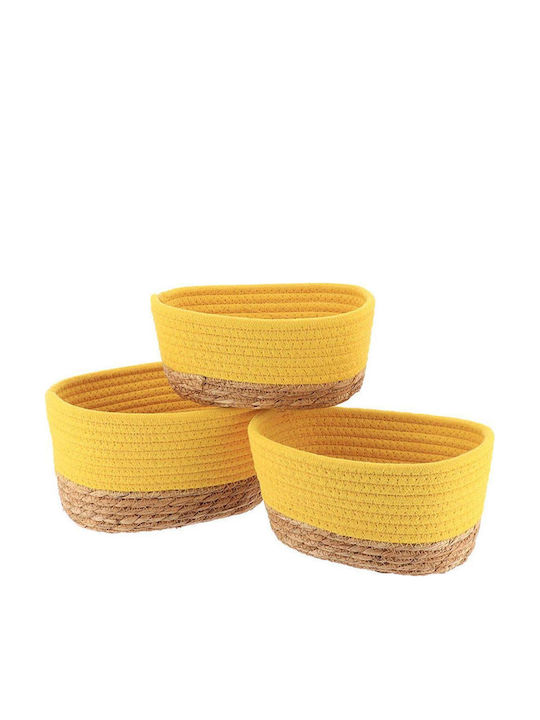 Atmosphera Storage Basket Wicker Yellow 23x15x13cm 3pcs