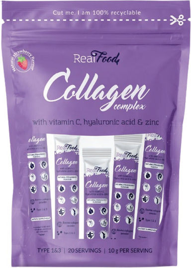 RealFood Колаген Комплекс с Витамин C и Хиалуронова Киселина 20 x 10гр Ягода