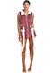 Silk Dream Sommer Damen Pyjama-Set Bordeaux