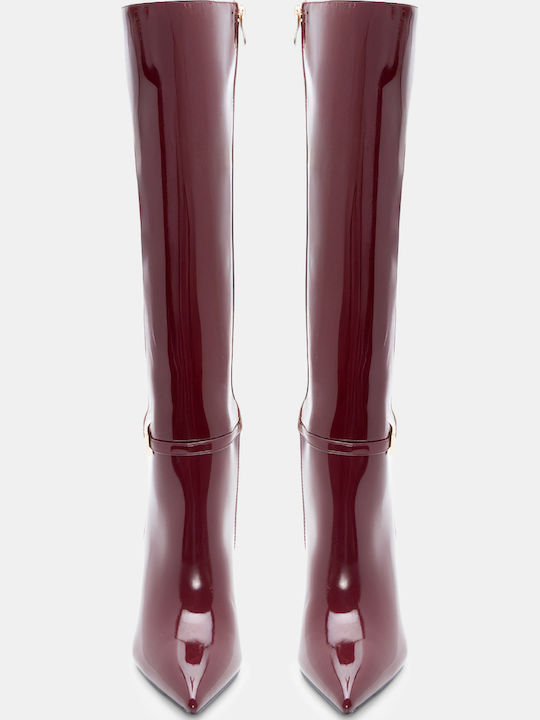 Cizme dama cu toc înalt Burgundy