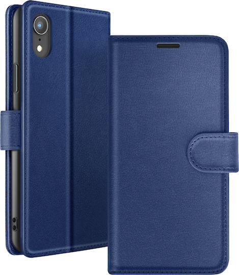 Husă Wallet Zanaé iPhone XR Funcție Stand Tab Magnetic Albastru Închis