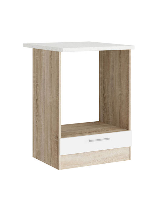 Шкаф за Долен Фурна с плот за работа Sonoma Oak, White 60x46x85бр