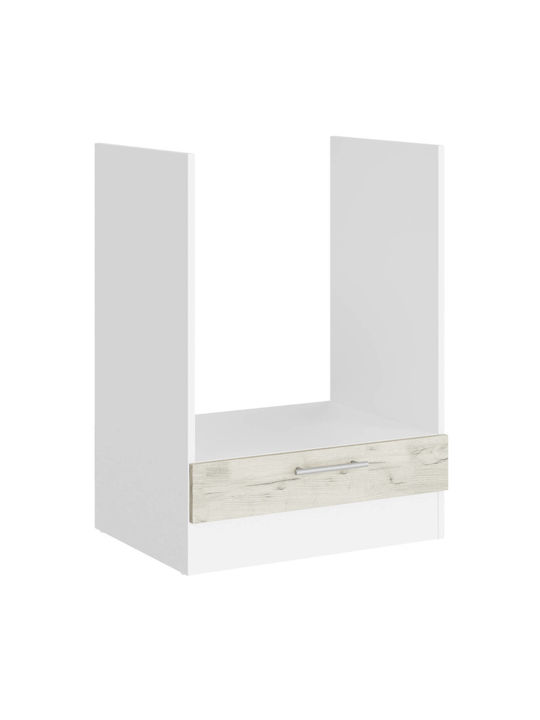 Lower Oven Cabinet White, White Craft Oak 60x46x82cm