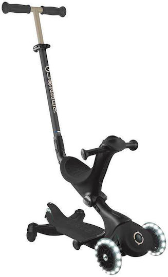 Globber Kids Scooter Foldable Globber Go Up Deluxe Lights 360° 3-Wheel with Seat for 15+ Months Black