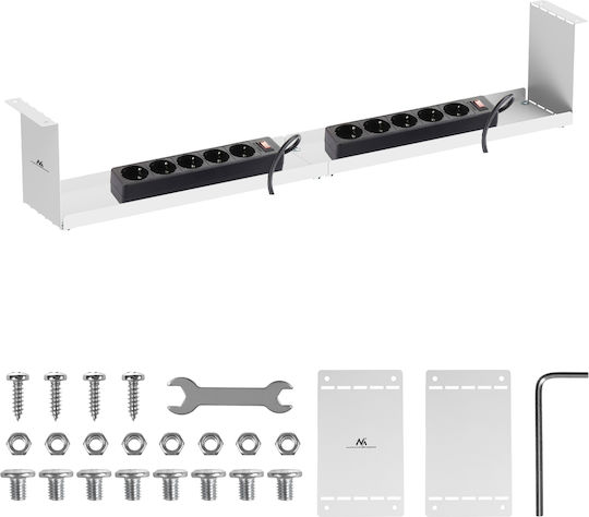 Compact Under-desk Cable Organizer Maclean Max Load 5kg White Mc-107 W