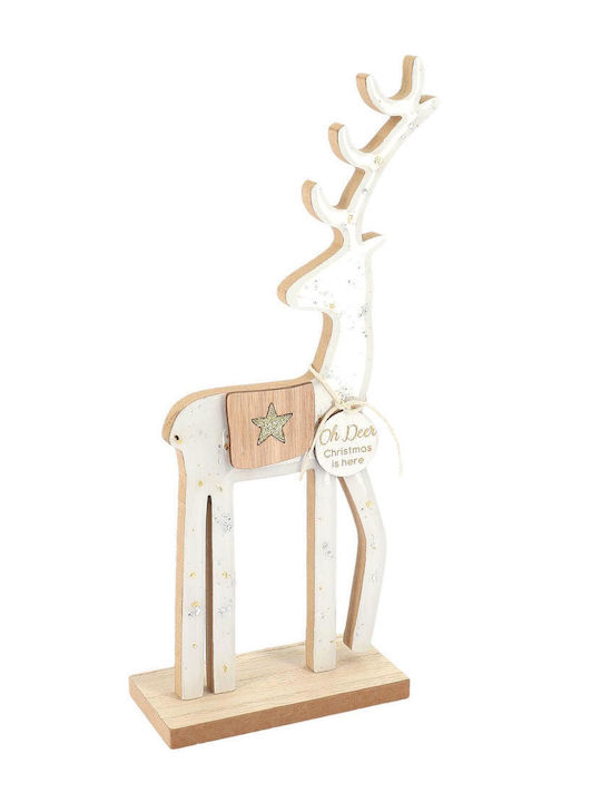 Beauty Home Christmas Wooden Figure Reindeer White Height 25cm