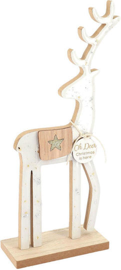 Beauty Home Christmas Wooden Figure Reindeer White Height 25cm