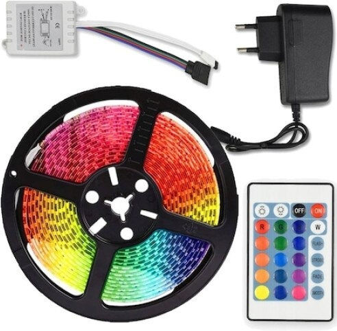 Ταινία LED 12V RGB Φως Τύπου SMD5050 με Τροφοδοτικό & Τηλεχειριστήριο