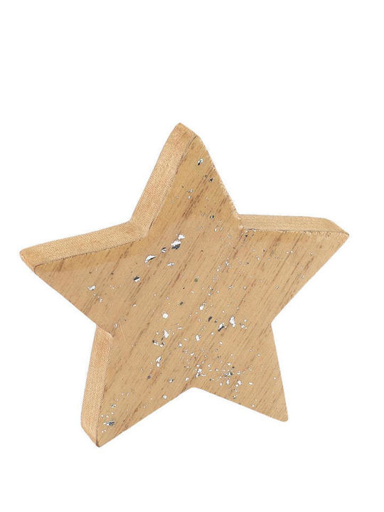 Beauty Home Wood Christmas Decorative Pendant Star 7.5x1.5x7.5cm Silver