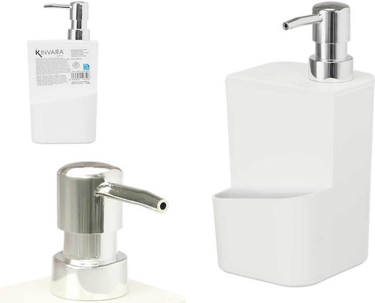 Kinvara Dispenser Κουζίνας Πλαστικό με Θήκη για Σφουγγάρι Λευκό 650ml