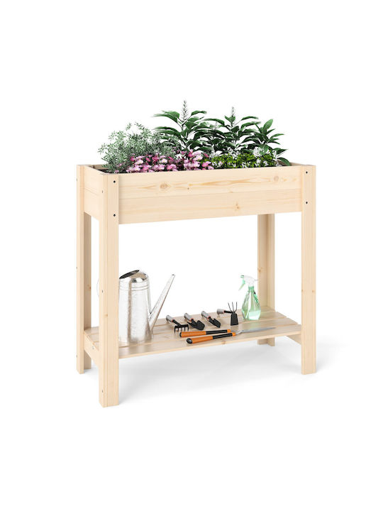 Costway Blumenkasten Hölzernes Natural Wood 81x37x77cm.