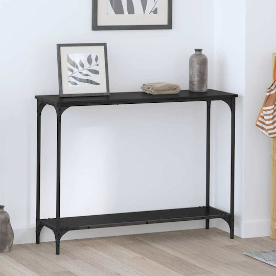 Console Table Wood & Metal Black Oak L101xW30.5xH75cm