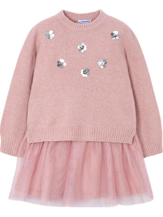 Mayoral Children's Dress Long Sleeve Knitted Nude