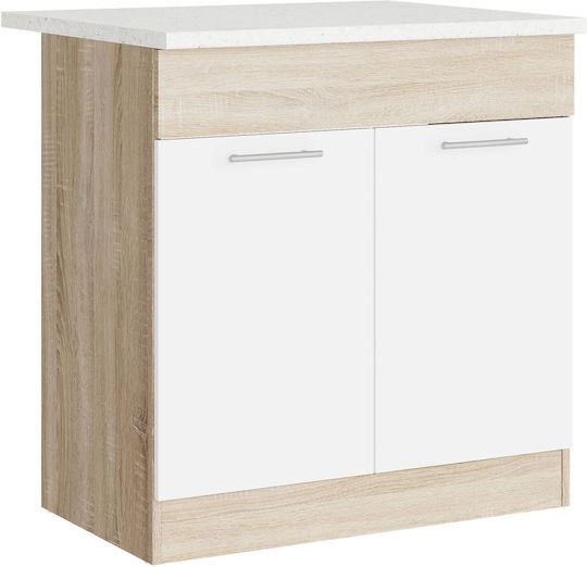 с плот за работа Sonoma Oak, White 80x46x85бр