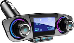 Multifunctional Car Kit Hands-free Calling Bluetooth Fm Transmitter Mp3 Radio Car Charger Dual Usb Tf Card Black