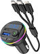 Auto FM-Transmitter Car Charger Mp3 Player Schnelles Laden USB Port Typ-C 20W Bluetooth 3 Ladeanschlüsse Schwarz
