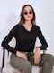Celestino Damen Pullover Rip Details Schwarz