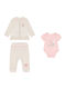 Guess Baby Bodysuit Set Short-Sleeved with Pants Ecru 3pcs