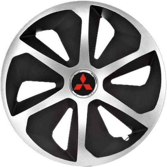Set 4 Capace De Roți Auto Roco Gri-negru R16 Pentru Mașini Mitsubishi