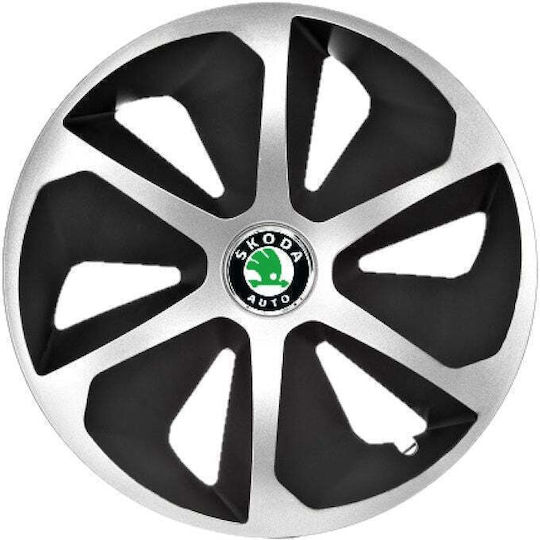 Set 4 Roco Gray-black R16 Wheel Covers Skoda Cars