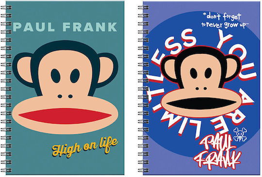Paul Frank Spiral Notebook Ruled B5 70 Sheets 2 Subjects 1pcs (Μiscellaneous Designs)