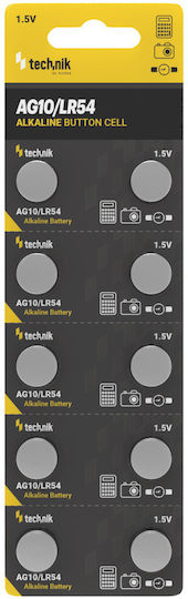 Technik Αλκαλικές Μπαταρίες Ρολογιών LR54 / SR54 / LR1130 1.5V 10τμχ