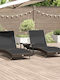 Liegestuhl Rattan Braun mit Tisch 3Stück 197x70x22cm.