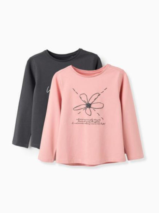 Zippy Set of Kids' Shirts Pink-dark grey