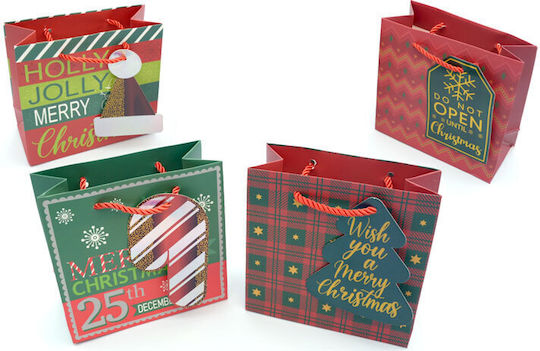 Handle Christmas Bag for Gift Multicolored 15x7x14cm. 12pcs