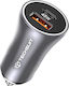 Techsuit Auto-Ladegerät 18W Schnellladung mit Anschlüssen: 1xUSB 1xType-C Gray Farbe