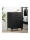 Wooden Bedside Table Black Oak 40x40x66cm