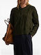Women's Sweater Woolen with V Neckline Green