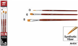Πινέλα Πλακέ Artix Paints Σετ 3τμχ No 0-6-8 Pp394-02