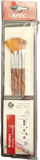 Artix Paints Round-Plaque Art Brushes Set 4pcs No Pp258-02