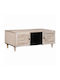 Rectangular Central Coffee Table Made of Solid Wood Beige M100xW54xH40cm