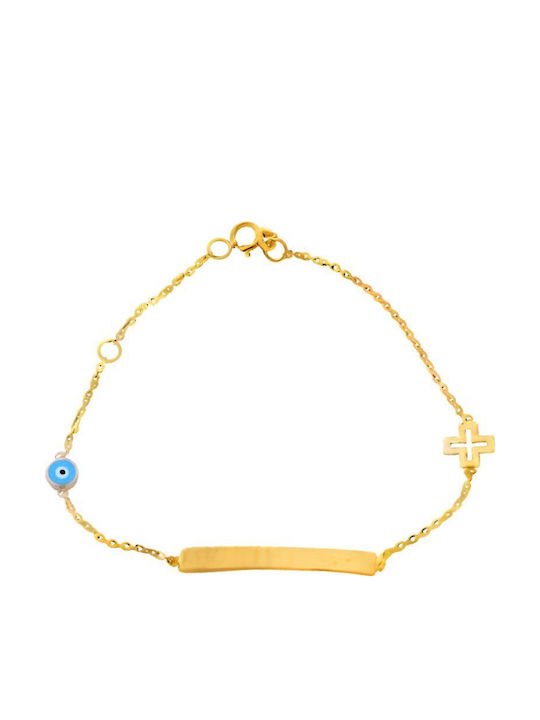 Gatsa Kids Bracelet ID from Gold 14K with Evil Eye