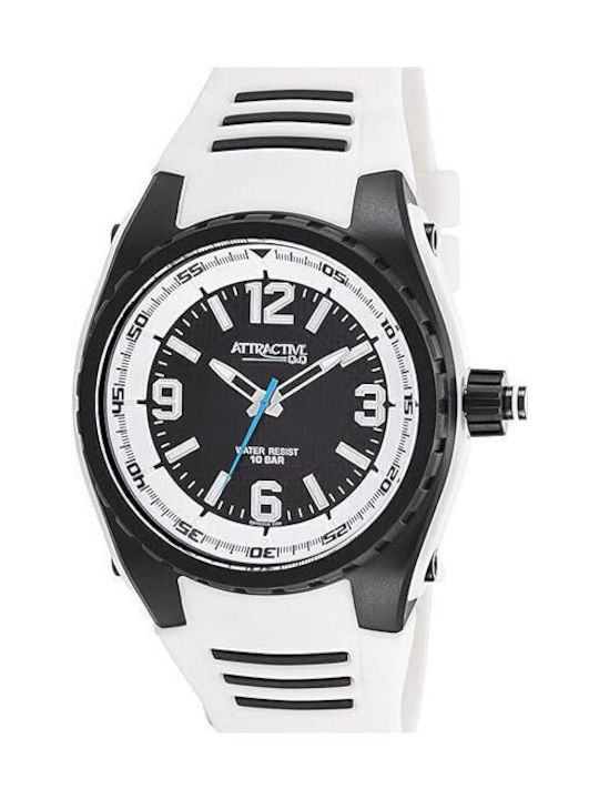 Q&Q Ανδρικό Ρολόι 46mm Μπαταρίας με Λευκό Καουτσούκ Λουράκι