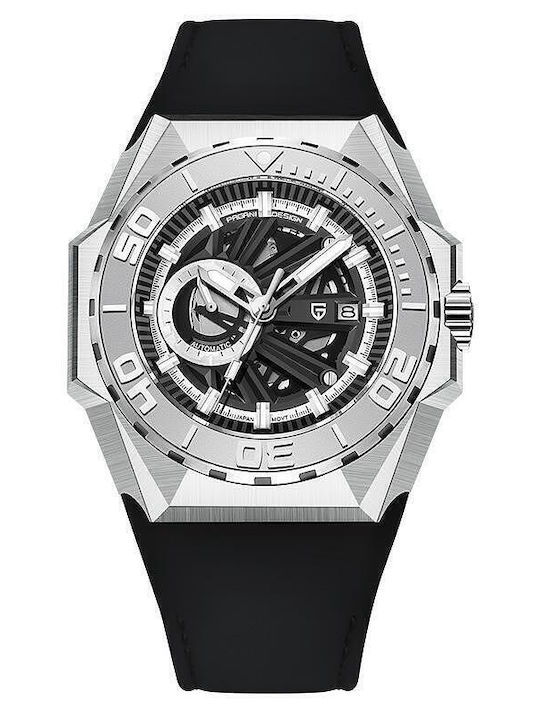 Pagani Design Men's Watch Chronograph Automatic with Black Leather Strap