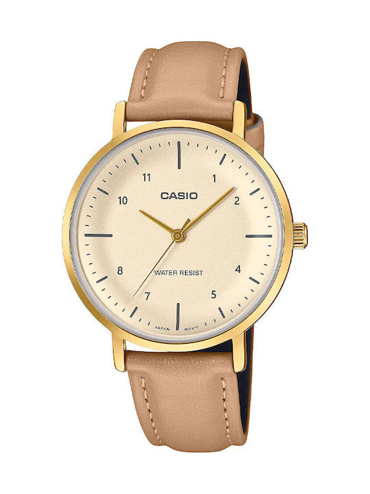 Casio Collection Women's Watch with Beige Metal Bracelet