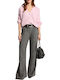 Women's High-waisted Fabric Trousers Gray