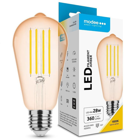 Modee Lighting LED Bulb 4W 142mm for Socket E27 and Shape ST64 Warm White 320lm