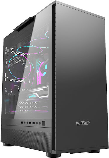 PCCOOLER IE200 Gaming Middle Tower Carcasă Calculator cu Fereastră Laterală Negru